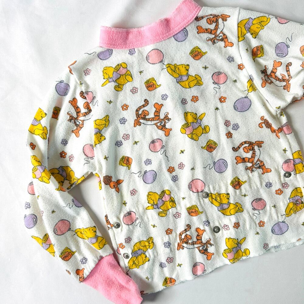 Vintage 80s Disney Winnie the Pooh Long Sleeve Pajama Top w/ Snaps Sz 4T